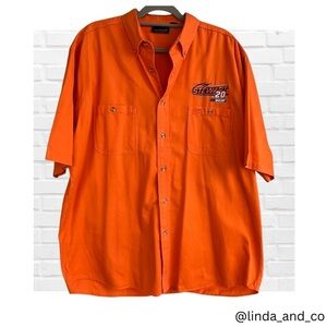 Tony Stewart Embroidered Men's Orange Button Down Short Sleeve Shirt XL NASCAR